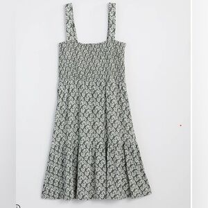 LOFT Floral Smocked Tiered Flare Dress